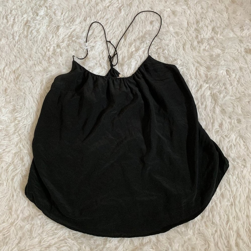 Wilfred Aritzia Womens Black Silk Strappy Tank Top